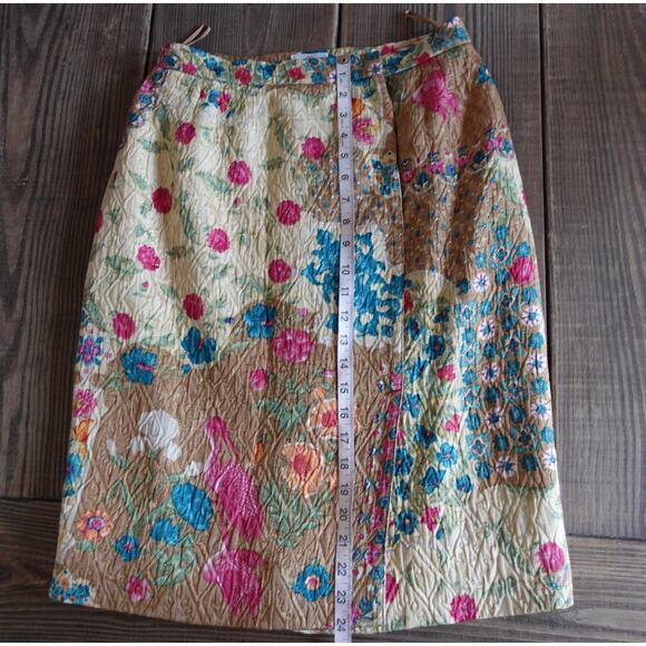 Vintage Valentino Jacket Skirt Suit 8 Silk Jacquard Patchwork Floral Italy Retro - Picture 15 of 15